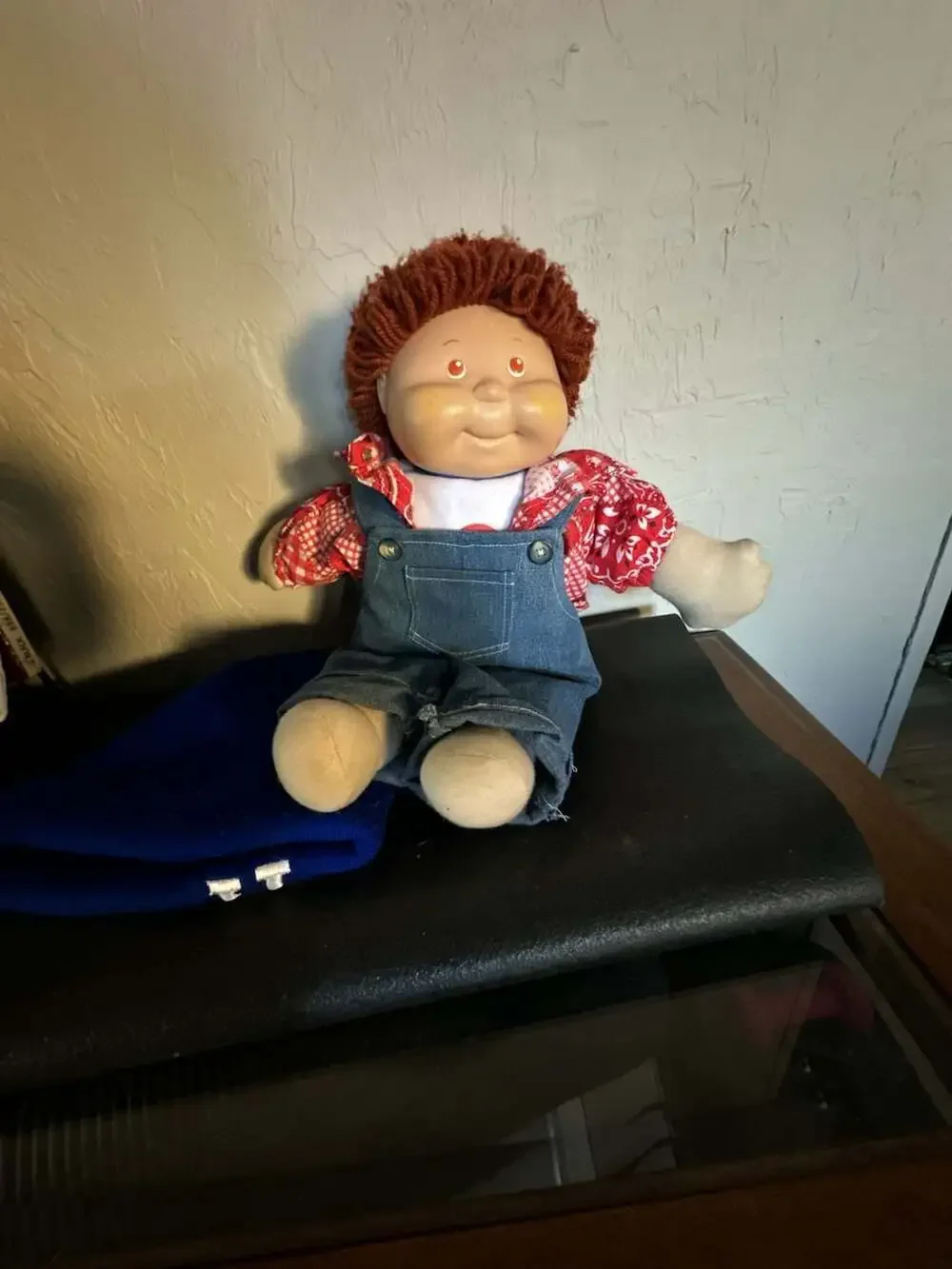 Vintage Cabbage Patch Kids Boy Doll Red Yarn Hair Brown Eyes Overalls